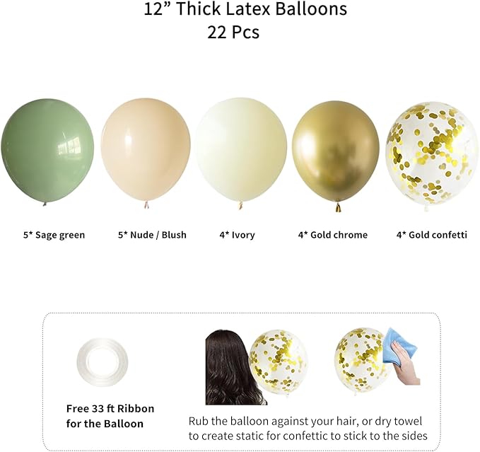 ANSOMO Sage Green Happy Birthday Party Decorations Retro Green Nude Ivory Dark Olive Kraft Paper Banner Balloons Neutral Rustic Boho Blush Safari Botanical Greenery Wild Décor Supplies Women Adults