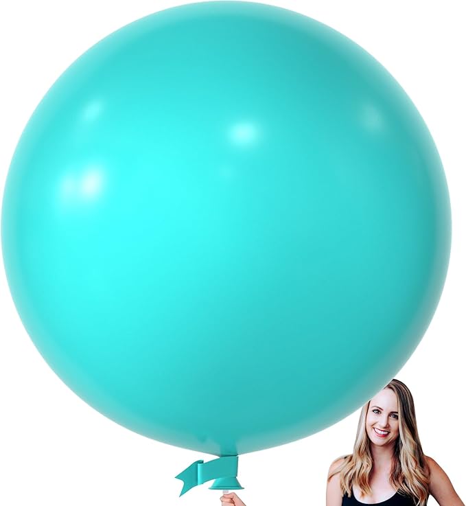 KALOR 36 Inch Giant Teal Blue Balloons, 6 Pack Large Round Teal Blue Latex Balloons for Anniversary, Birthday, Christmas, Wedding, Baby Shower Party Decorations