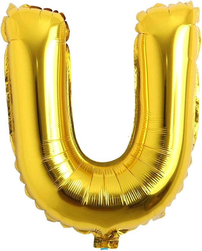 16" Alphabet Letter and Number Balloons Set Package, Aluminum Hanging Foil Film banner Mylar Balloon for Birthday Party Decoration Custom Word (A-Z, 0-9 Gold) (16 inch U Gold)