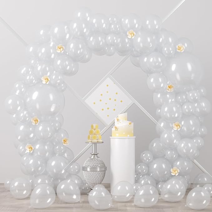 90pack Clear Balloons Different Size 18/12/10/5 Inch Transparent Balloon Garland Arch Kit for Graduation, Wedding, Birthday, Baby Shower, Anniversary Party Decorations