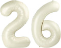 Balloons Number 26 Cream, Foil Happy 26th Birthday Balloon for Men & Women,40 Inch Large Balloons for 2 6 26 62 2026 Wedding Marriage Proposal Engagement Decorations