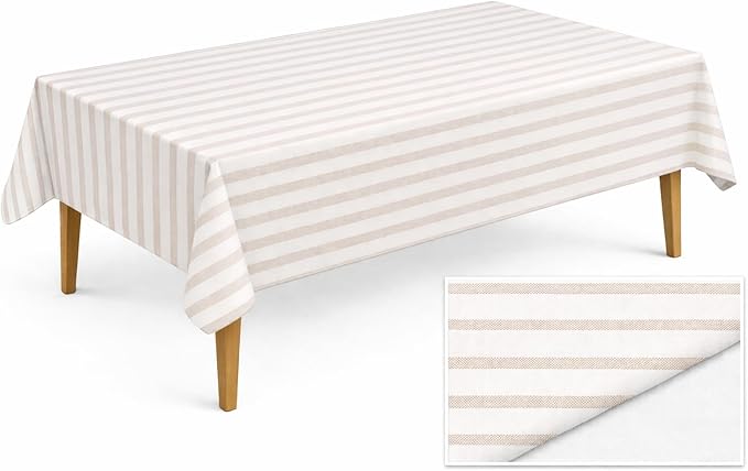 Party Dimensions Made in Italy Cloth-Like Disposable Tablecloth for Rectangle Tables, Premium Airlaid Linen-Feel Table Cover, Luxury Tablecloth for Parties, Events & Weddings, Elegant Striped Design