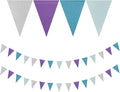 Purple-Blue Silver Frozen-Christmas Party-Decorations Banner,2 Pack Winter Girl Birthday New Year Paper Triangle Pennant Flags Streamers,Wonderland Mermaid Baby Shower Supplies Decor Lasting Surprise