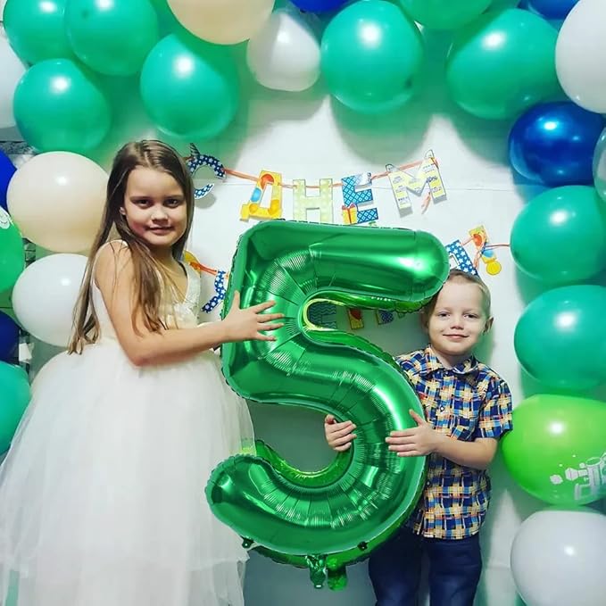 TONIFUL 40 Inch Dark Green Large Numbers Balloon 0-9 Birthday Party Decorations,Foil Mylar Big Number 5 Balloon Digital 5 for Birthday Party,Wedding, Bridal Shower Engagement Photo Shoot, Anniversary