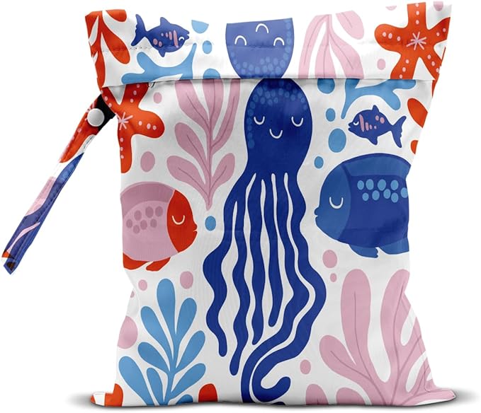 Beach Essentials, Wet Bag for Swimsuit Dirty Clothes Yoga Gym Diaper, Wet Dry Bag, Beach Vacation Essential for Travel Poor Bathing Summer Coastal Jellyfish Gifts