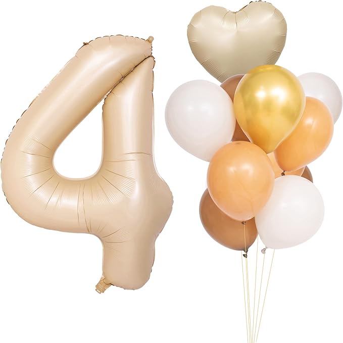 40 In Caramel Number Balloons Helium Foil Mylar latex Balloon Birthday Party banquet Decoration Digital 4
