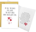 Qiliji Romantic Anniversary Card Gift for Husband Wife, Birthday Card Gift for Boyfriend Girlfriend, Love Cards for Men Women, Valentines Day Cards for Him Her, Of All The Days I've Lived
