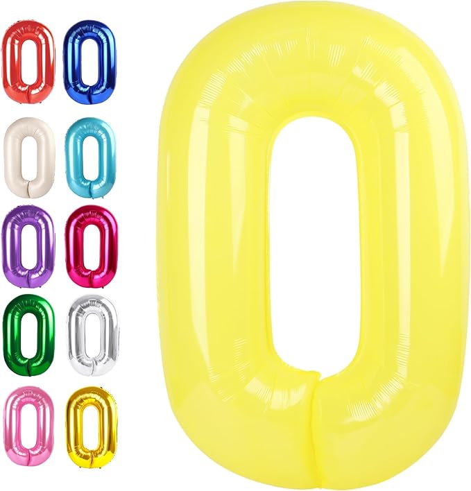 Yellow 40 Inch 0 Number Balloons, 0 Decorations for 10 20 30 40 50 60 70 80 90 100 Birthday, 2026 Yellow Foil Giant Birthday Graduations Anniversary Party Balloon