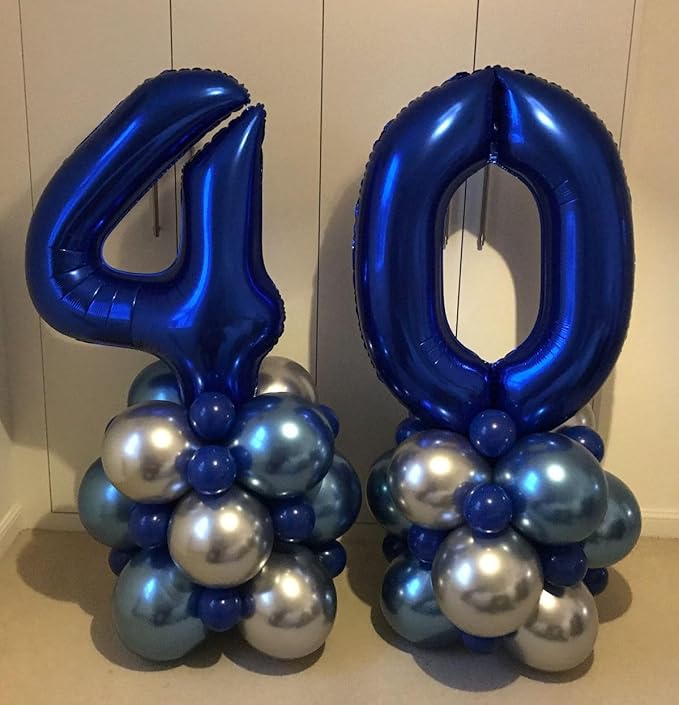 Balloon 8 Number, 40 Inch Navy Blue Fiol Large Ballon for Women And Men, Balloons Decoration for Happy 8 18 28 80 Birthday, Wedding Anniversary, New Year, Halloween Party Decoration