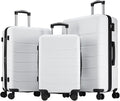 NEWBULIG Suitcases Spinner Wheels Lightweight Expandable Travel Hard Shell Luggage with TSA Lock, White, 3-PCS Set (20/24/28 Inch)