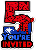 Bifez Cute Superhero 5th Birthday Party Invitations Glitter Super Hero 5 Year Old Boy Birthday Shaped Invites Fill-in Invitations With Envelopes, Set of 20