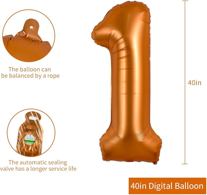 TONIFUL 40 Inch Orange Large Numbers Balloon 0-9 Birthday Party Decorations,Big Number 1 Foil Balloon Digital 1 for Birthday Party,Wedding, Bridal Shower,Engagement,Graduations,Anniversary,Baby Shower