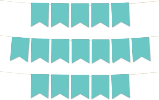 Andaz Press Hanging Pennant Banner with String, Diamond Blue, 1-Set, 24 Pennants, Approx. 12-Feet Long