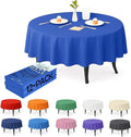 Craft And Party 12-Pack Royal Blue Plastic Tablecloths – 84 Inch Round Disposable Table Covers, Heavy Duty & Waterproof for Parties, Events, Banquets, Royal Blue