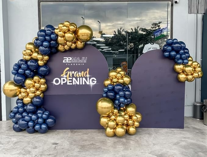 Navy Blue Balloon Arch Garland Kit 153pcs with Star, 22 18 12 10 5in Different Size Navy Blue Metallic Gold Latex Balloons Arch Kit for Graduation Birthday Anniversary Party Decorations