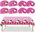 41 pcs Pink Cat Party Decoration Hello Cat Pink Kite Including 1pc Tablecover 20 pcs 7 inches Plates and 20 pcs 6.5 inches Napkins Cat Theme Birthday Party Decoration Favor Sets (Strawberry 41)