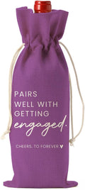 Engaged Gifts, Engagement Gifts for Couples Her, Engagement Party Decorations Gifts for Engaged Couple Wine Bag, Pairs Well with Getting Engaged Wine Bottle Bag（Purple）
