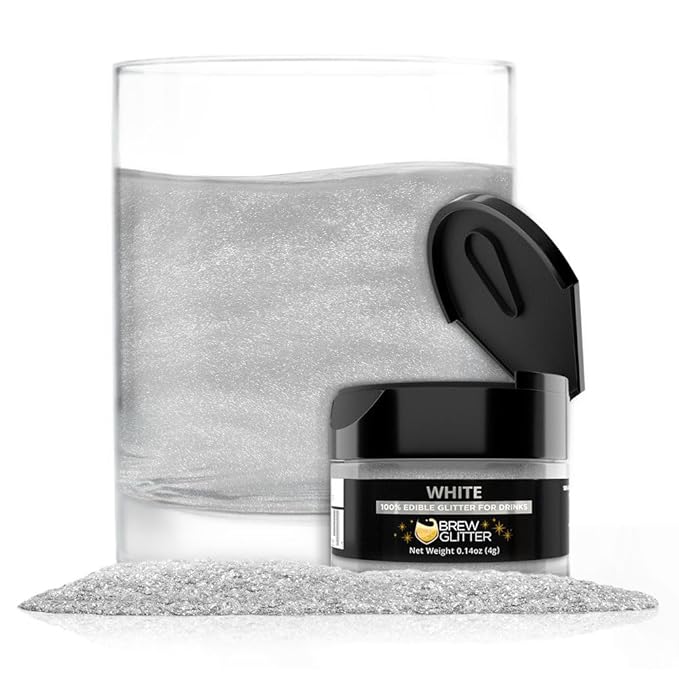 Brew Glitter Edible Glitter for Drinks, Cocktails, Beer, Garnish & Beverages (White, 4 Grams)