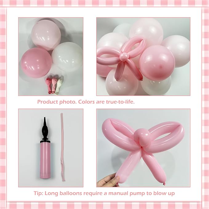 Coquette Birthday Decorations 145 Pcs Pink and White Balloon Garland Arch Kit Include Light Pink White Bow Balloons Different Size for Baby Shower Gender Reavel Wedding Party Decorations