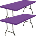 Smiry 2 Pack Rectangle Picnic Table Cloth, Waterproof Elastic Fitted Tablecloths, Washable Polyester Rectangular Patio Table Cover for Camping, Indoor and Outdoor (Purple, 30"x48")