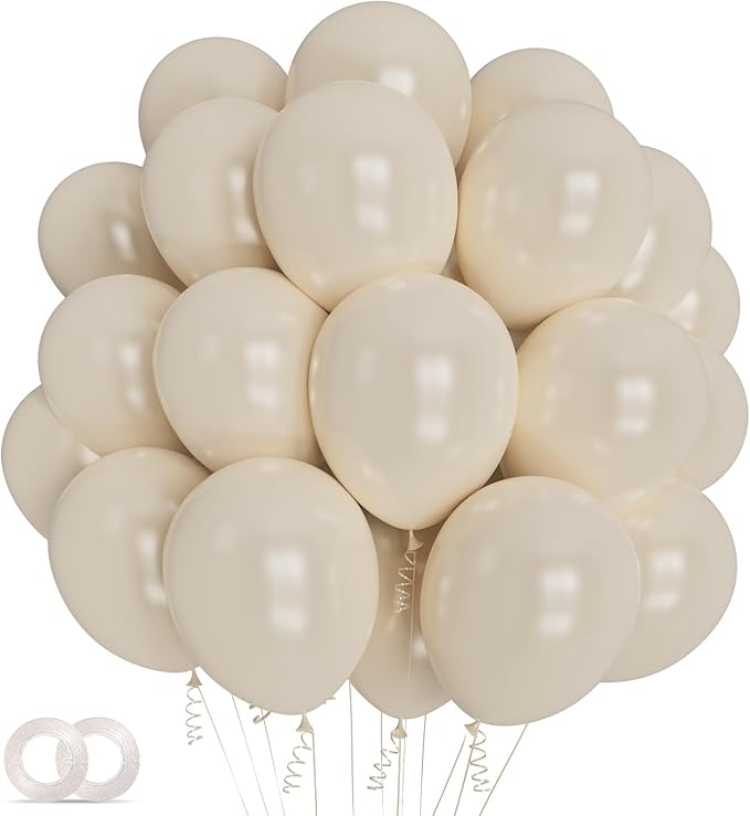 Sand White Latex Balloons 12 Inch 100 Pack Matte Latex Balloons for White Theme Birthday Party Wedding Baby Shower Decorations