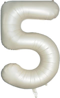 Number 5 Balloons White Sand Five Balloon for 5 Year Old Birthday Decorations 40 Inches Cream White Large Numbers 5th Birthday Party Nude Ballons Beige 5 Digital Neutral Balloon Pearl White 5
