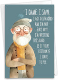 NobleWorks - 1 Funny Birthday Greeting Card w/ 5 x 7 Envelope For Men, Him, Senior - Bday Got Distracted C8650BDG