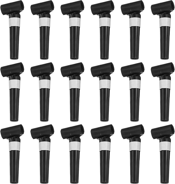 uxcell 20 Pcs Colorful Noise Makers Plastic Party Blowers Party Favors for Birthday Parties Holiday Christmas New Years Gift Favors, Black