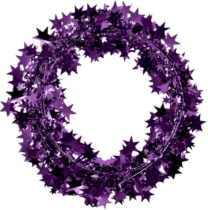 PMU 150 Ft Star Wire Shiny Garland Purple - Halloween, Christmas Party, Wedding, Birthday, Festive Home Decoration Ornament Purple (6pc-25Ft Each)