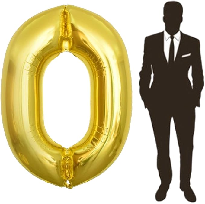 65 Inch Giant gold Foil Number Balloon,Old Children's Birthday Party Helium Balloon Wedding And Celebration Themed Party Decoration Supplies (0 Plus)