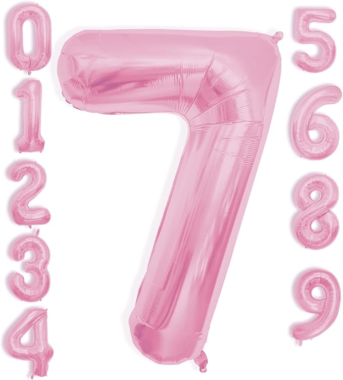 40 Inch Large Pink Number Celebration and Decoration Balloon for Birthday Parties, Graduations, Anniversaries, Weddings, Photo Shoots, Special Events - Helium Foil Mylar (Pink Number 7)