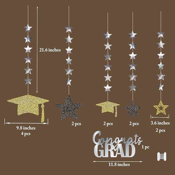 Cheerland Gold Graduation Decorations 2026 Congrats Grad College Graduation Party Decoration Cap Garland Kit Supply for Prom Backdrop Decoration Class 2026 Ceiling Decor High School Kindergarten