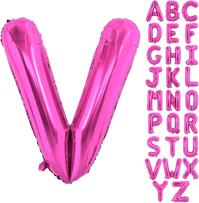40 Inch Large Hot Pink Letter V Balloons Alphabet V Letter Balloons Foil Mylar Letter A Balloons for Birthday Party Anniversary New Year Graduation Wedding