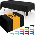 Smiry Disposable Table Cloth - 12 Pack, 54 x 108 Inch Waterproof Rectangle Tablecloths for Parties, Decorative Plastic Table Cover, Leakproof & Sturdy, Black