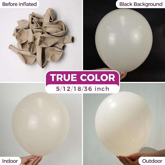 Bezente White Sand Latex Party Balloons - 100 Pack 12 inch Round Helium Sand White Boho Balloons for Easter Engagement Birthday Wedding Bridal Shower Gender Reveal Party Decoration
