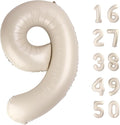 40 Inch Milk White Balloon Number 9,Jumbo Mylar Foil Helium Cream Balloon for 9 19th 29th 39th 90th 99th Digital Balloons for Birthday Party,Wedding Anniversary Party Decorations