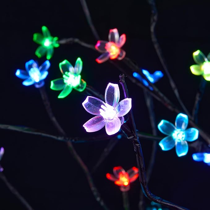Lightshare 5FT 128L Lighted Cherry Blossom Tree RGB with Remote Control, 16 Color-Changing Modes, Decorate Home Garden, Spring, Summer, Wedding, Party, for Indoor and Outdoor Use