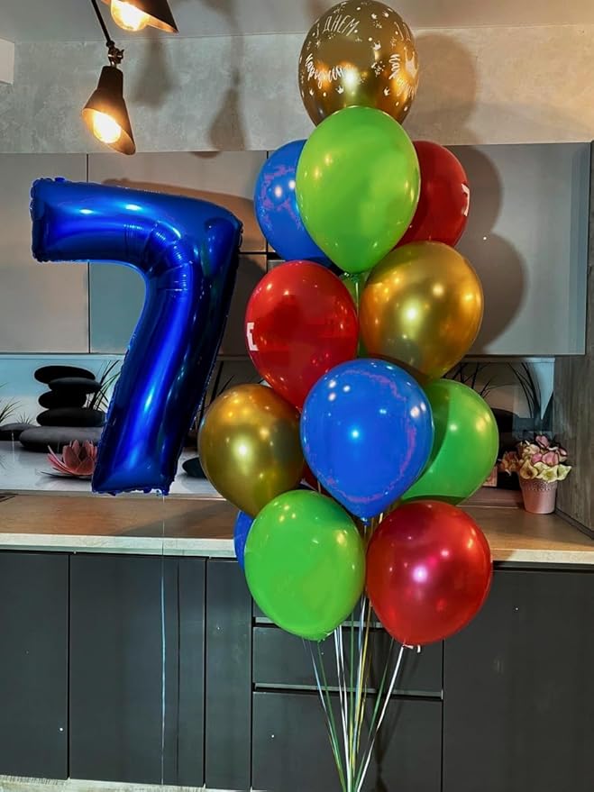 Number 7 Balloons Navy Blue, 17th Birthday Decorations For boys And Girls, 40 Inch Big Balloons for 7, 17, 27, 70 Birthday, Wedding Anniversary, Christmas, New Year, Halloween Party Decoration