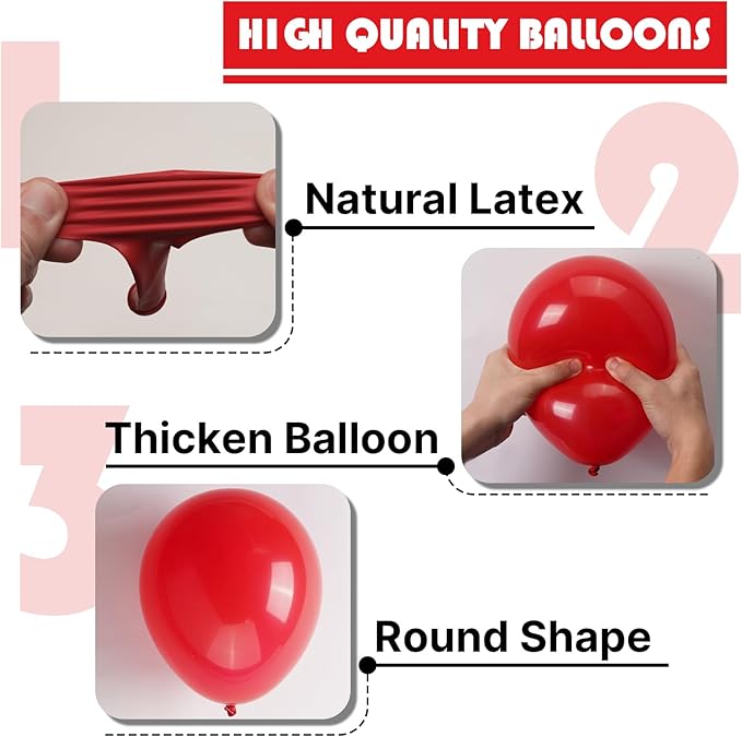 PartyWoo Red Balloons 155 pcs Different Sizes of 18 12 10 5 Inch Red Balloon Arch Kit Garland for Birthday Graduation Bachelorette Citizenship Anniversary Cherry Casino Theme Party Decorations Red-Y57