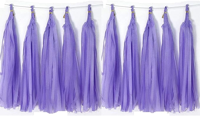 Tissue Paper Tassels Garland Banner Table Decor Party Banner Wedding Birthday Baby Shower Nursery Party Decorations Supplies (20, Purple)