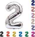 YPSelected 32 Inch Large Foil Helium Number Balloon Birthday Wedding Party 0-9 (Silver, 2)