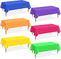 Mwellewm 6Pcs Plastic Table Cloth Disposable, Assorted Color Rainbow Tablecloth Colorful Neon Rectangle Bulk Solid Table Cover for Birthday Wedding Graduation Fiesta Home Party Decorations(54x72 Inch)