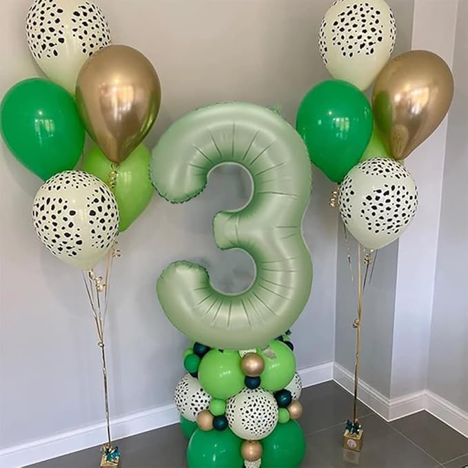 Number 3 Balloon, Large number balloons 40 inch, 3rd Birthday Party Decorations Third Birthday Sign Decor, Sage Green