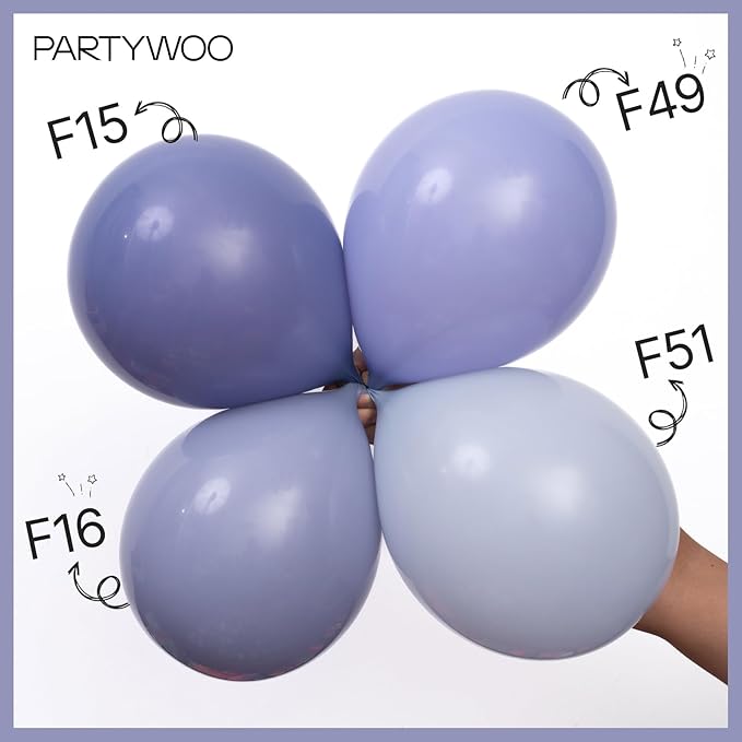 PartyWoo Dusty Blue Balloons 140pcs Different Sizes Pack of 18 12 10 5 Inch Navy Slate Blue Boho Neutral Balloon Arch Kit for Baby Shower Anniversary Graduation Birthday Party Decorations Blue-F15