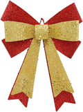 Metal Sparkly Christmas Red Bow Wall Decoration Hanging Xmas Red Bow for Wreath Christmas Tree Topper Ornaments Outdoor Indoor Christmas Decorations for Party Front Door Porch Home