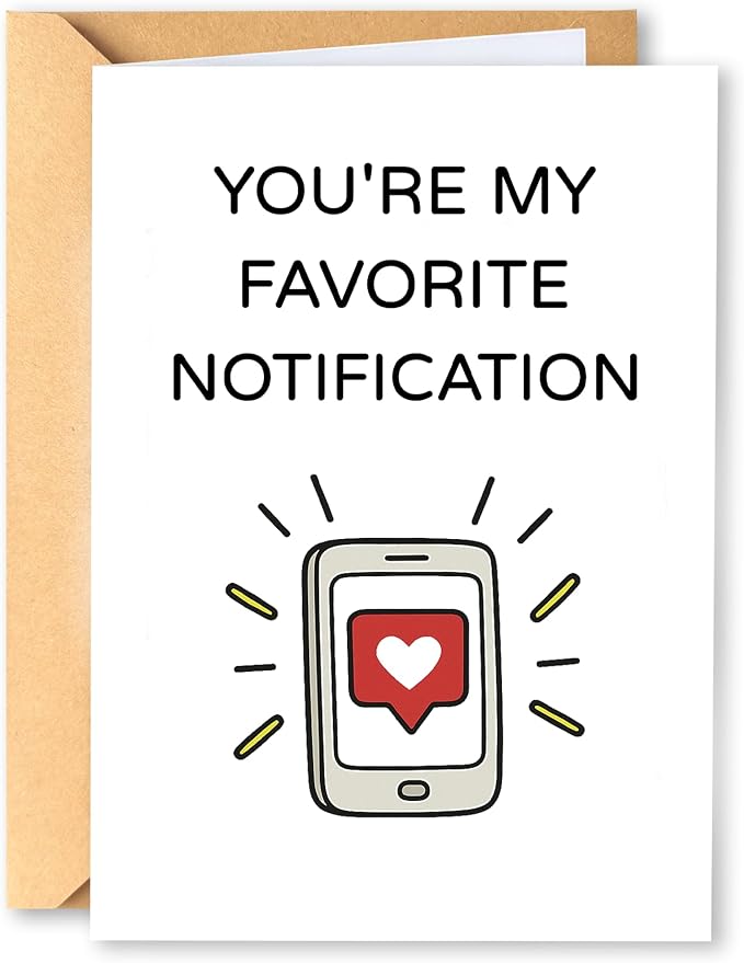 KINGNAME Cute Romantic Notification Card, Tech Love Card for Partner, Funny Phone Message Card for Boyfriend Girlfriend Husband Wife