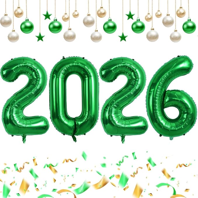 TONIFUL 2026 Graduation Balloons 42Inch Dark Green 2026 Number Balloons Aluminum Foil Mylar Balloons for New Year Eve Graduation Decorations Class of 2026 Anniversary 2026 Grad Party Supplies