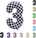 40 Inch Large Foil Helium Number Balloon Birthday Wedding Party 0-9 (Checkered, 3)