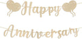 Happy Anniversary Banner, Champagne Gold Anniversary Banner Romantic Balloon Garland Decorations Sign for Bedroom Wedding Party