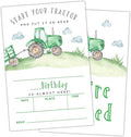 Farmyard Green Tractor Birthday Party Invitation Cards for Boys Girls, Start Your Tractor Birthday Celebration Party Invite Cards Supplies, 20 Double-Sided Fill In Invites With Envelopes -02